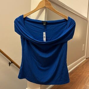 NWT Ann Taylor asymmetric power blue top